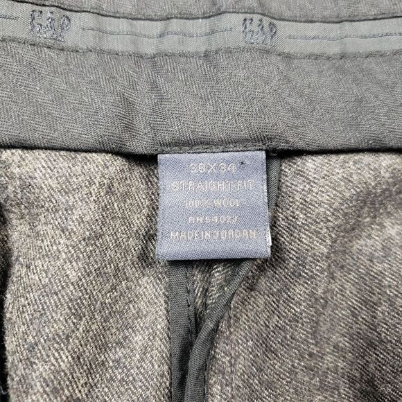 Gap 100% Wool Dress Pants Mens 38 Gray Tweed  Straight Fit Trouser Slacks - Picture 3 of 7